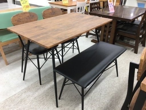 ヴィンテージ風　ベンチダイニングセット