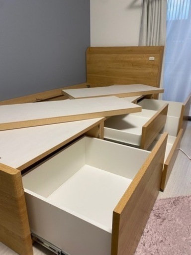 ニトリ　収納付きベッド　シングル　ライトブラウン