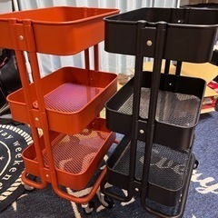 IKEA イケア ワゴン 黒、オレンジセット