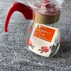 レトロ薔薇柄　耐熱ガラスティーポット　