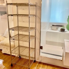 スチールラック五段 キャスターつきの画像