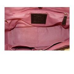 COACHエナメルトート、ブラウンの画像