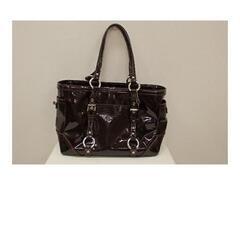 COACHエナメルトート、ブラウン