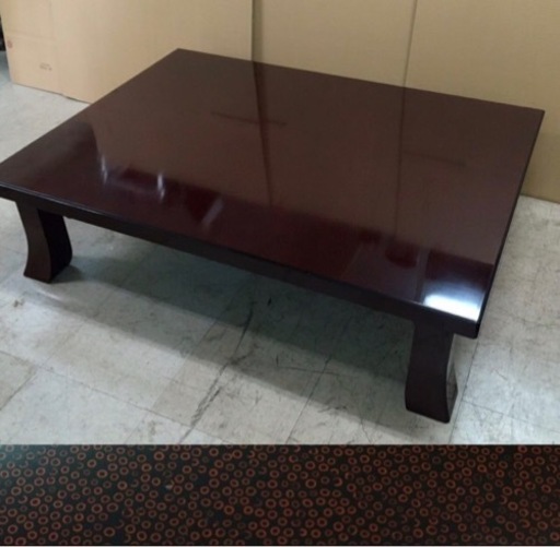 津軽 七々子塗 赤黒文様 ローテーブル 長方形 机 時代物