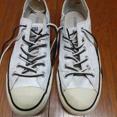 コンバース　レザー　白　8インチ　内側かかと破れあり　かかと減りありの画像