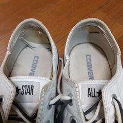 コンバース　レザー　白　8インチ　内側かかと破れあり　かかと減りありの画像