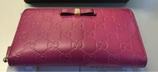 美品GUCCI 財布　長財布　シマレザー　ラウンドファスナー