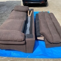 ソファ　3人掛け　ブラウン　ツイード素材の画像