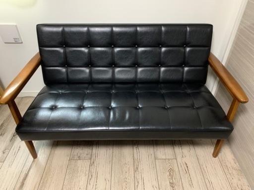 カリモク60　kチェア　2シーター　ソファ　ブラック 【ワンオーナー品】