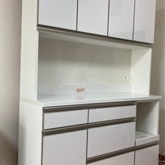 【6月末まで最終値下げ】綾野製作所製　食器棚　幅140cm ホワイトパール