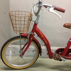 ☆美品☆　a.n. design works　子供　自転車　赤　18インチ　ヘルメット付きの画像
