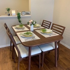 引渡者決定】【新品未使用】KEYUCAダイニングテーブル5点セット