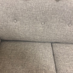 受付終了LOWYA2人掛けソファ布張りグレーの画像