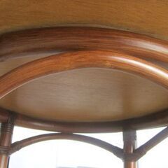 kazama ラタンテーブル 籐の家具 ガラス天板付き 丸/ラウンドテーブル