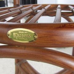 kazama ラタンテーブル 籐の家具 ガラス天板付き 丸/ラウンドテーブル