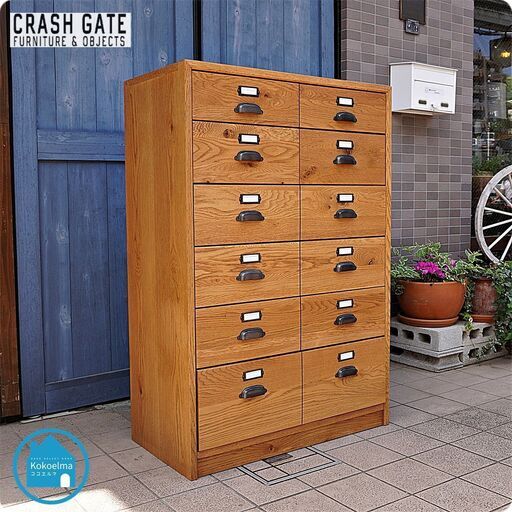 CRASH GATE(クラッシュゲート)のSWALLOW(スワロー) オーク材 2列6段 チェストです。ブルックリンスタイルなど男前インテリアにおススメの洋タンス♪ナチュラルなカフェスタイルにも。CD230