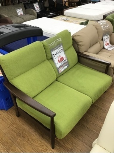 KP-101【ご来店頂ける方限定】2シーターアームソファ　グリーン