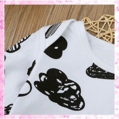 キッズ ベビー 雲柄長袖トップス＆帽子 ホワイトパンツ 3点セットの画像