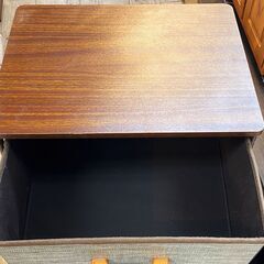 木製天板 ファブリックチェスト 収納 引き出し グレー×ブラウン 木目調 キャスター付★買取帝国 志木店の画像