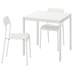 【美品】ダイニングテーブル+チェア2脚セット IKEA 白 90cm