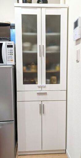 【幅60cm】食器棚スリム・ホワイト