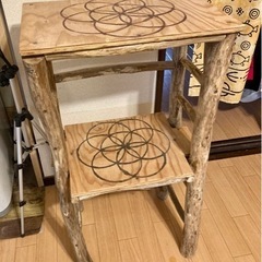 流木ハンドメイド、2段ラック★シードオブライフ柄入り☆