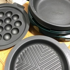 未使用品　蓋なし　グリルパン　3点セット　深型鍋　焼肉プレート　たこ焼きプレート　おすすめ　お買得　現品限りの画像