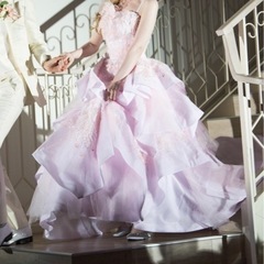 薄ピンクのプリンセスラインカラードレス　サイズMの画像