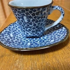和風柄コーヒーカップ、ソーサーの画像