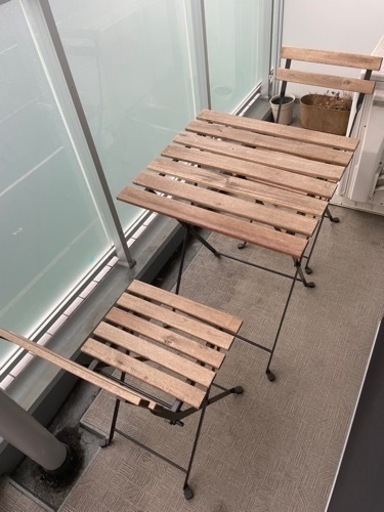 [受け渡し予定済み]IKEA テーブル　椅子　2脚　TÄRNÖ テルノー テーブル チェア 屋外用