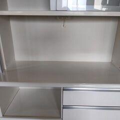 松田家具　白エナメル塗装　キッチンボード　食器棚『中古使用感あり』W1165　【リサイクルショップサルフ】の画像