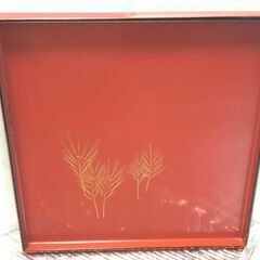 💥値下げ😍 富山漆器　天然木製 　金彩一　朱　角盆 あかね盆  　200円の画像