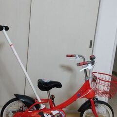 自転車14インチ  ミッキー(補助輪、棒付き)