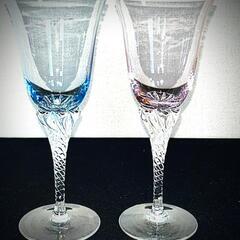 美品　ペアセット　デザインがお洒落で気品が漂うクリスタルワイング...