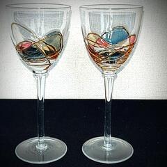 美品　ペアセット　デザインがお洒落で気品が漂うクリスタルワイング...