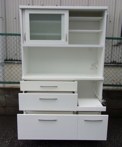 JM15145)大型キッチンラック ニトリ ホワイト W120.0cm X D43.0cm X H180.5cm 中古品【取りに来られ