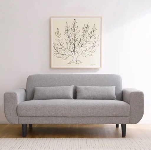 美品　LOWYA 2人掛けコンパクトソファークッション付き　グレー