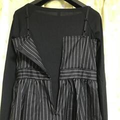 セット ワンピース インナー フリーサイズ ストライプ レディース 黒の画像