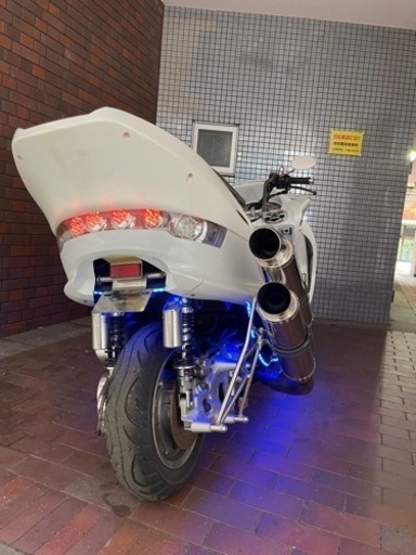 【YAMAHAマジェスティーc】SG03J LED付き　カチアゲツインマフラー　フルカスタム