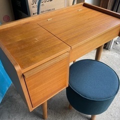 ウニコ 鏡台 イス付 アルベロ ドレッサー チーク材 化粧台 丸椅子 学習