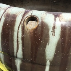 中古　大型火鉢　幅52　　奥行52　　高さ39.5　 （ｃｍ）　大きい　火鉢　　灰無し　　ひびあります。　メダカ　飼育　の画像