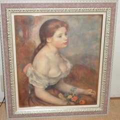 複製画ルノワール　花を持つ少女