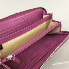 COACH コーチ パープルレザー×シグネチャー L字ファスナー長財布の画像