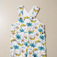 新品 バナナ サロペット 90cm 夏用 オーバーオール 半ズボン