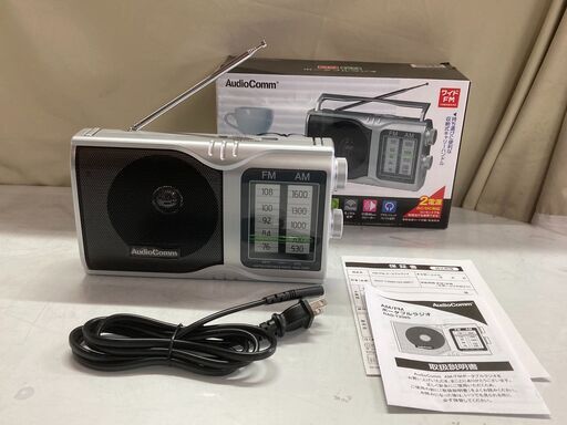オーム電機 オーディオコム　AM/FM ポータブルラジオ　RAD-T208S　美品