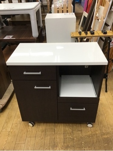 KP-117【ご来店頂ける方限定】キッチンカウンター　白天板×ブラウン