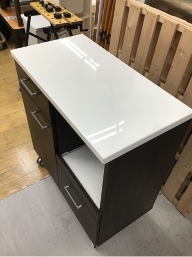 KP-117【ご来店頂ける方限定】キッチンカウンター　白天板×ブラウン