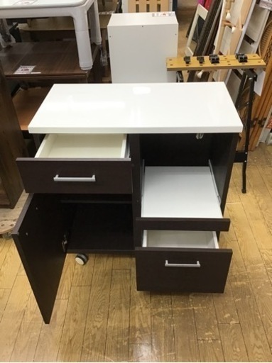 KP-117【ご来店頂ける方限定】キッチンカウンター　白天板×ブラウン