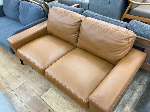 2人掛けソファ ブラウン セール ダークブラウン レザー 2人掛けソファ