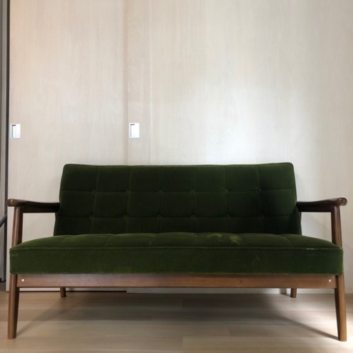 カリモク60 モケットグリーン2シーター